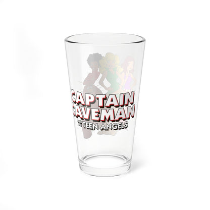 Captain Caveman & the Teen Angels Pint Glass, 16oz - Brenda, Dee Dee, Taffy - Hanna-Barbera Saturday Morning Cartoon