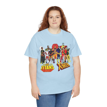 Uncanny X-Men & New Teen Titans T-Shirt - Wolverine, Cyclops, Storm, Wonder Girl, Robin, Cyborg, Raven - Phil Jimenez Art - DC Comics/Marvel Comics Crossover