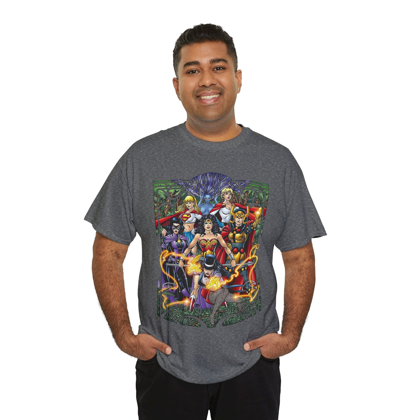 Justice League of Amazons T-Shirt - George Perez Art - Wonder Woman, Zatanna, Supergirl, Power Girl, Huntress, Big Barda - JLA - DC Comics
