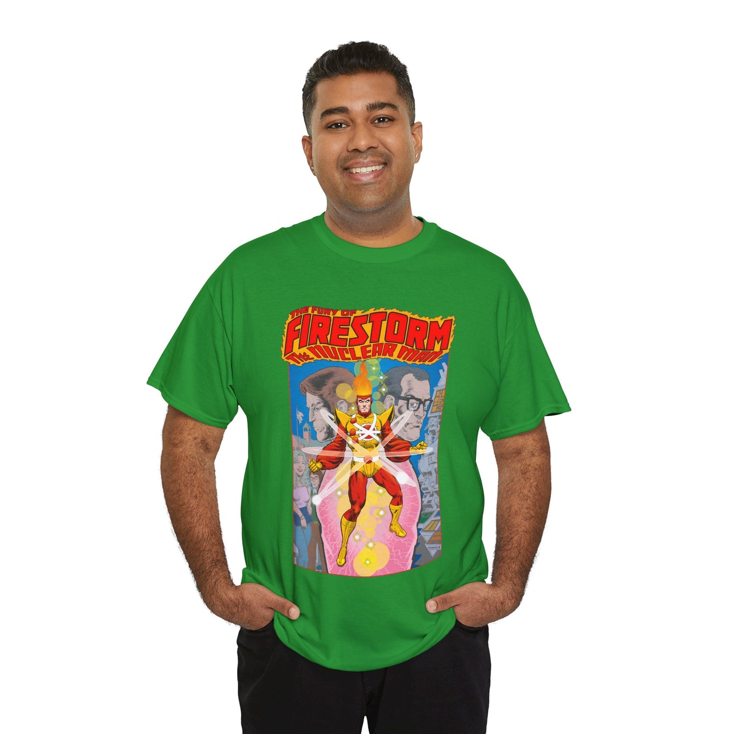 Fury of Firestorm T-Shirt - Pat Broderick Art - The Nuclear Man - Ronnie Raymond, Professor Martin Stein - DC Comics