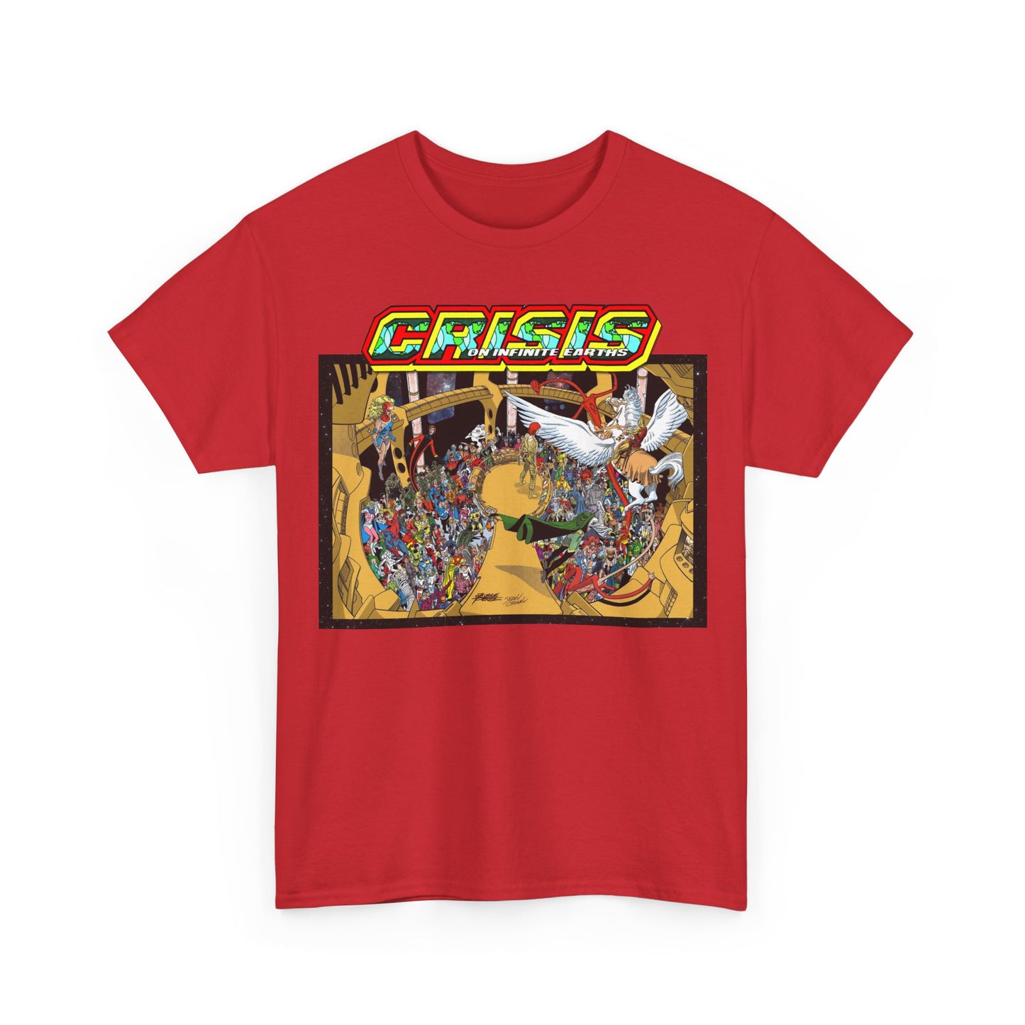 Crisis on Infinite Earths T-Shirt - George Perez & Jerry Ordway Art - The Monitor's Satellite - DC Comics
