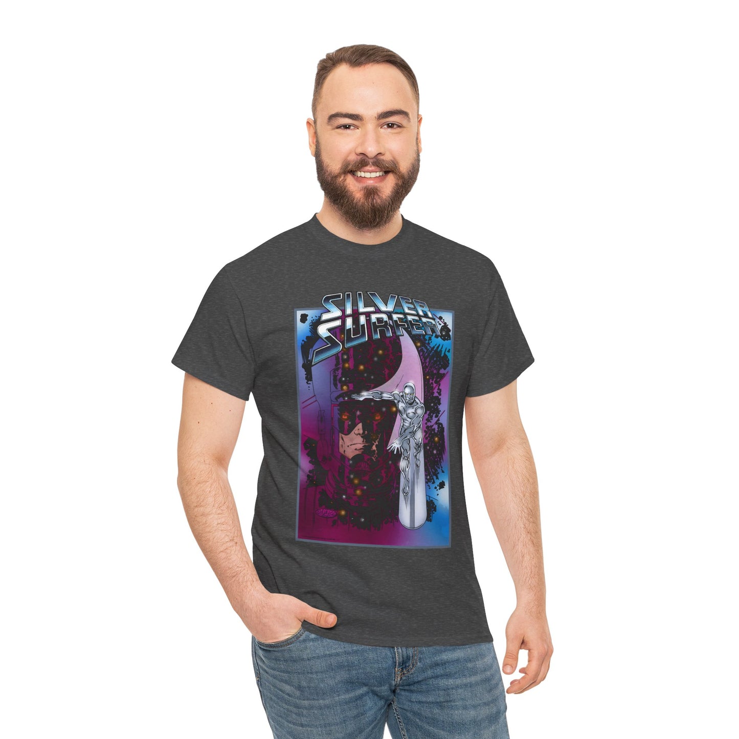 Silver Surfer & Galactus T-Shirt - John Byrne Art - Fantastic Four Connection - Former Herald, Norrin Radd - Marvel Comics