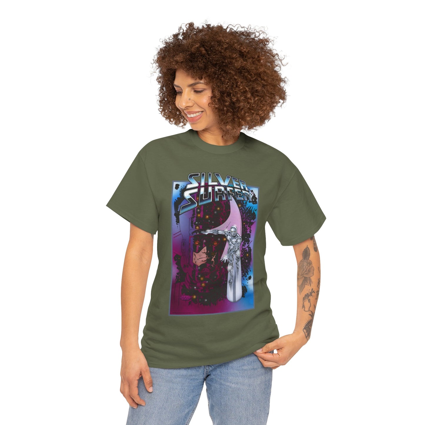 Silver Surfer & Galactus T-Shirt - John Byrne Art - Fantastic Four Connection - Former Herald, Norrin Radd - Marvel Comics