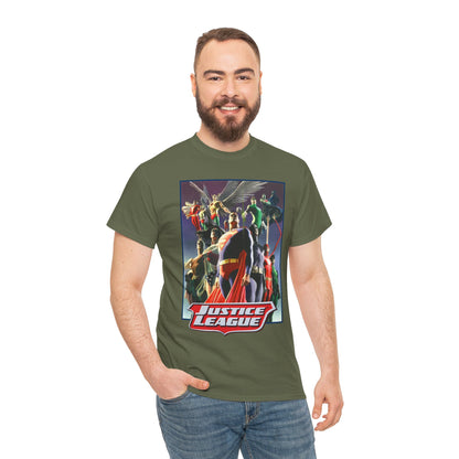 Justice League T-Shirt - Alex Ross Art - Superman, Wonder Woman, Black Canary, Hawkman, Flash, Aquaman, Atom - DC Comics