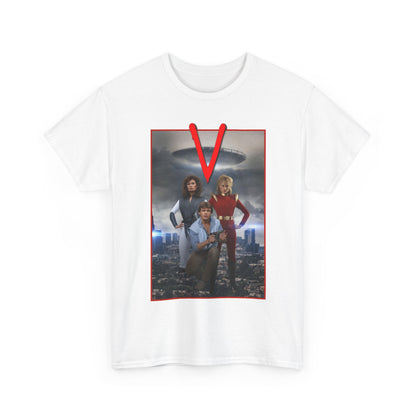 V T-Shirt - Visitors 1983 NBC Sci-Fi Aliens Series - Mike Donovan, Diana, Lydia