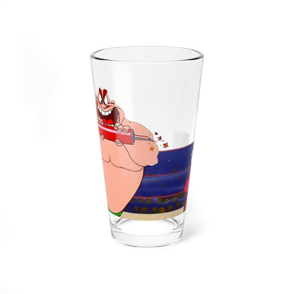 Bugs Bunny & the Crusher Pint Glass, 16oz - Popular Looney Tunes Characters  - Bunny Hugged - Bugs Wrestler Foe - Cartoon Classic