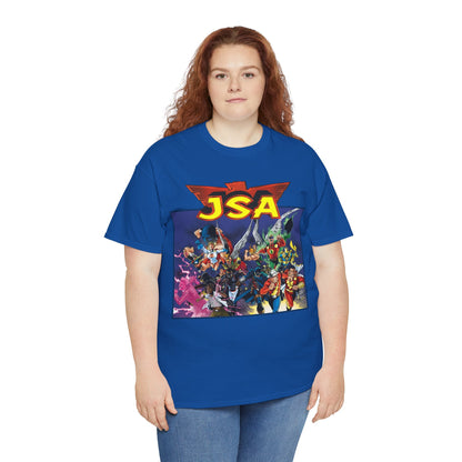 JSA T-Shirt - Carlos Pacheco Art - Green Lantern, Power Girl, Hawkgirl, Black Adam, Flash, Dr Fate, Hawkman - DC Comics - Justice Society of America