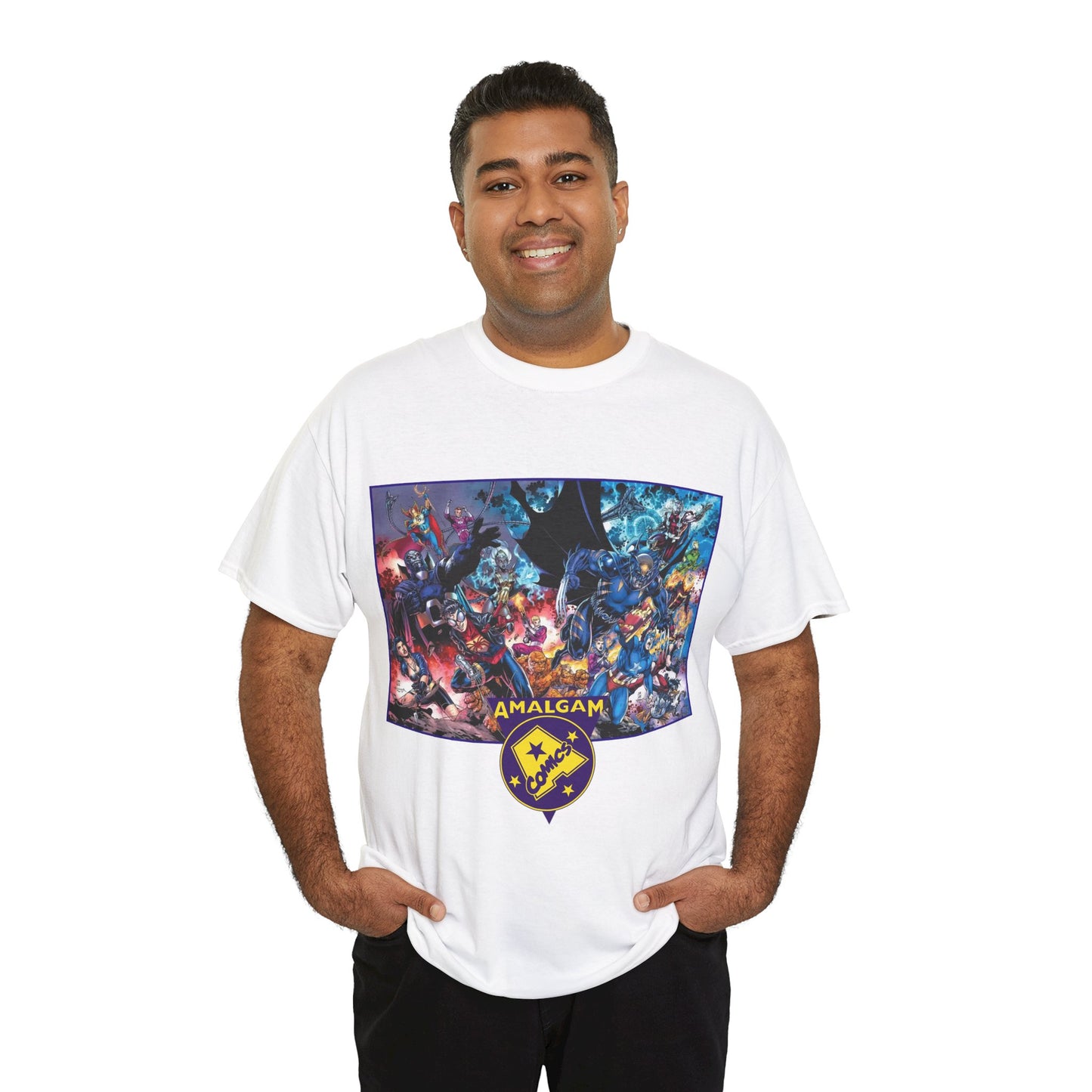 Amalgam T-Shirt - DC Vs Marvel Comics - 1990s - Jim Lee Art - Dark Claw, Amazon, Super Soldier, Spiderboy, Speed Demon