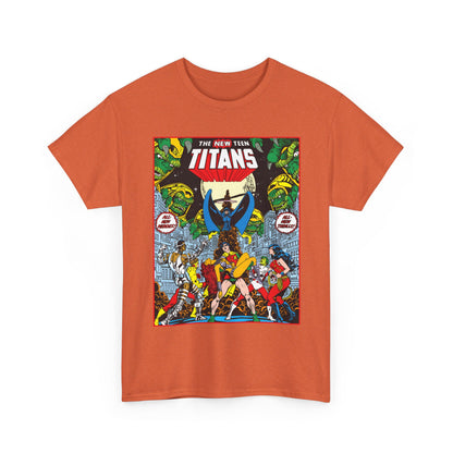 New Teen Titans T-Shirt - George Perez Art - #1 Splash Page - Robin, Starfire, Wonder Girl, Cyborg, Raven, Changeling, Kid Flash - DC Comics