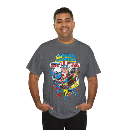 All-Star Squadron T-Shirt - Jerry Ordway Art - Uncle Sam, Hawkman, Superman, Liberty Belle, Black Condor, the Ray, Batman, Plastic Man - JSA Link - DC Comics