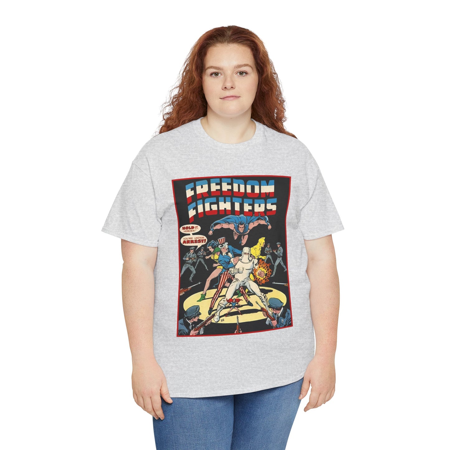 Freedom Fighters T-Shirt - 70s Series - Uncle Sam, The Ray, Phantom Lady, Doll Man, Black Condor, Human Bomb - DC Comics
