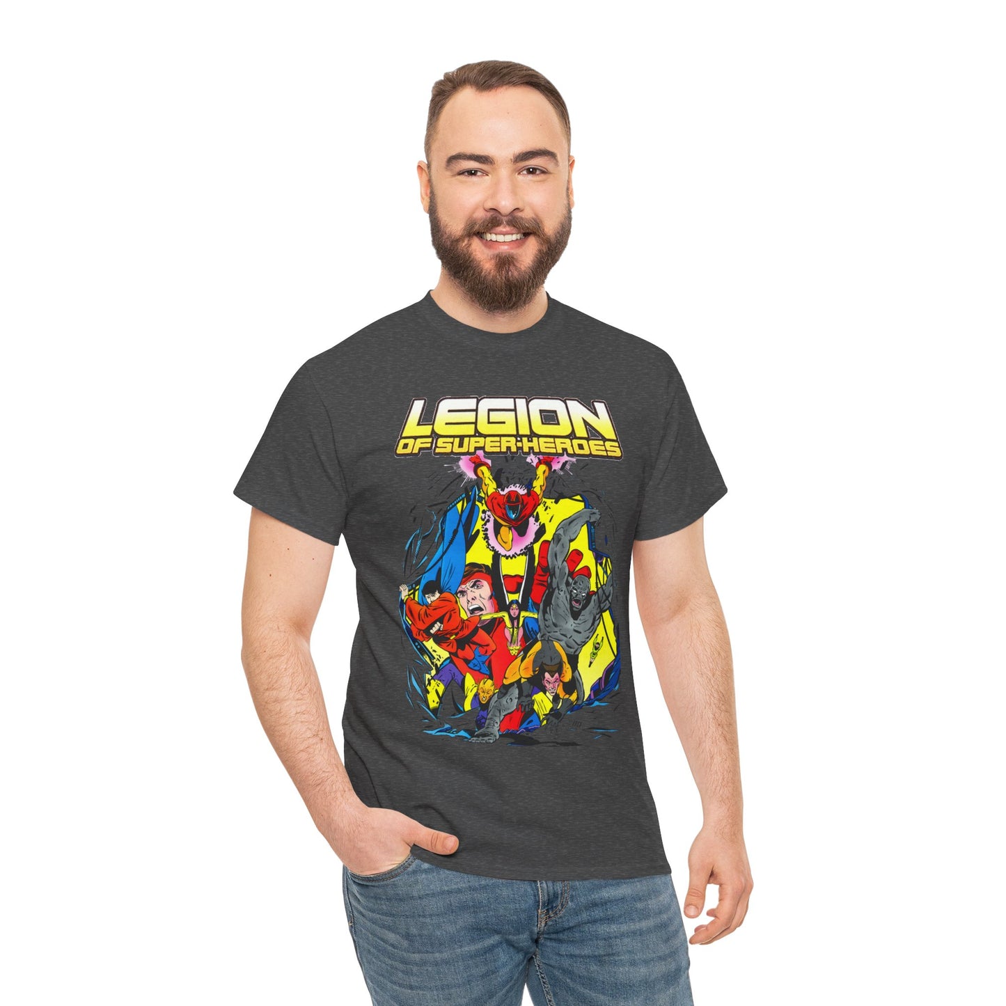 Legion of Super-Heroes T-Shirt - Mon-El, Colossal Kid, Wildfire, Dawnstar, Blok, Timber Wolf - LOSH - DC Comics