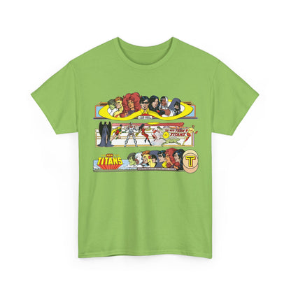 New Teen Titans T-Shirt - George Perez Art - 1980s Promotional Banners - Robin, Wonder Girl, Cyborg, Starfire - DC Comics