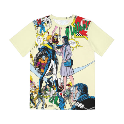 Who's Who in the DC Universe All Over Print Tee (Polyester) - George Perez Art - Lightning Lad, Looker (IMPROVED PLACEMENT AND PRINTING TECHNIQUES)