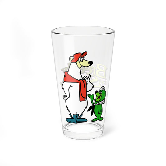 Breezly & Sneezly Pint Glass, 16oz - Hanna-Barbera 1960s Cartoon - Polar Bear & Green Seal