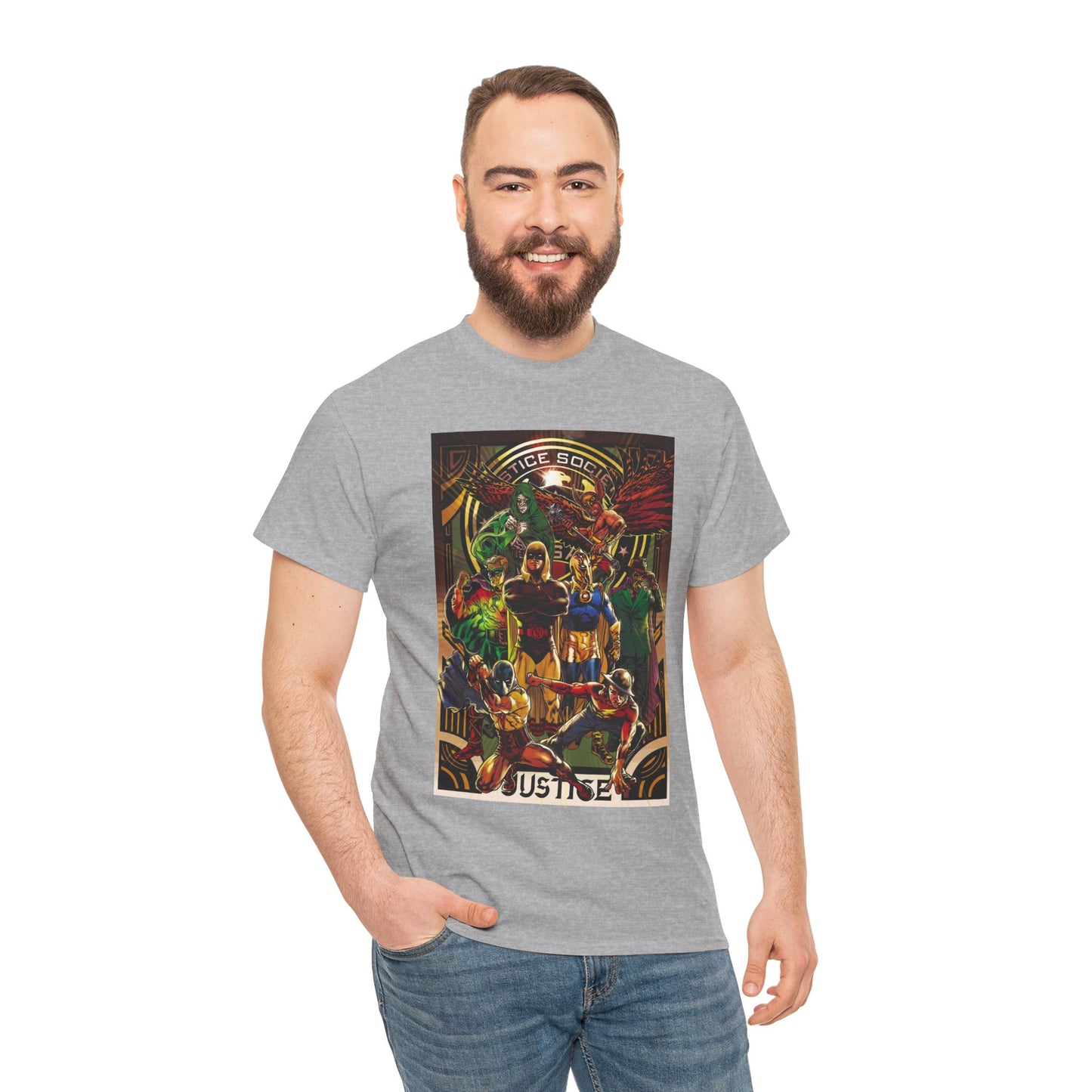 Justice Society T-Shirt - Tony Harris Art - Hawkman, Hourman, Dr Fate, Spectre, Sandman, Green Lantern, Atom, Flash - JSA - DC Comics