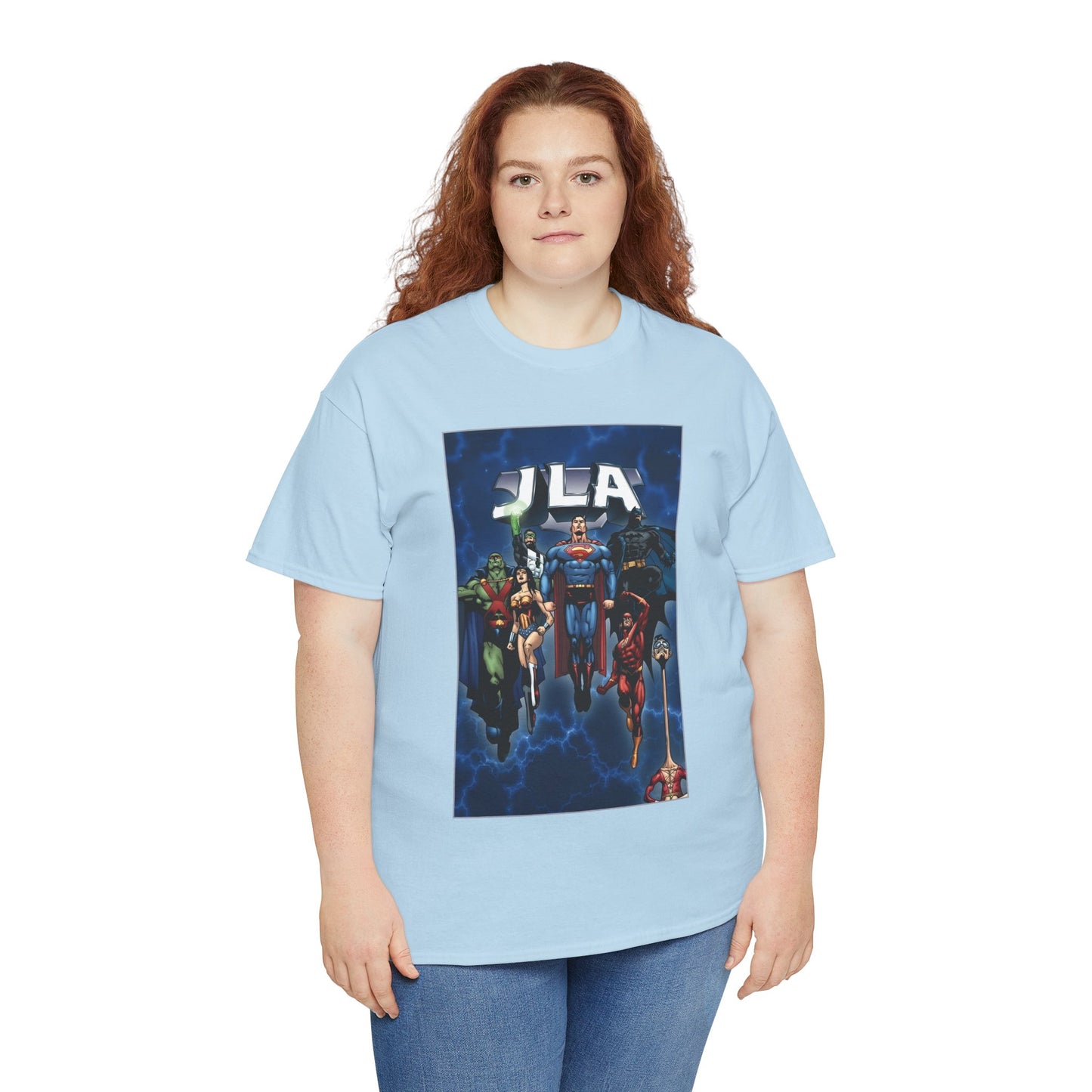 JLA T-Shirt - Doug Mahnke Art - Superman, Batman, Wonder Woman, Aquaman, Green Lantern, Flash, Martian Manhunter - DC Comics