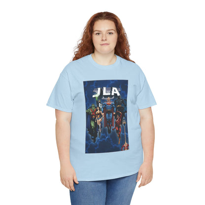 JLA T-Shirt - Doug Mahnke Art - Superman, Batman, Wonder Woman, Aquaman, Green Lantern, Flash, Martian Manhunter - DC Comics