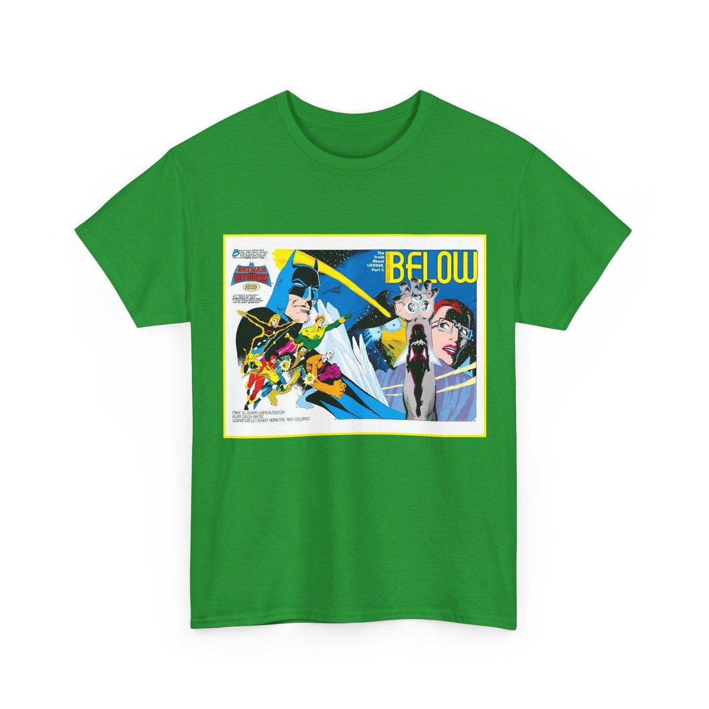 Batman & the Outsiders T-Shirt - Alan Davis Art - Promotional Poster - Looker, Halo, Katana, Geo-Force, Metamorpho, Black Lightning - DC Comics