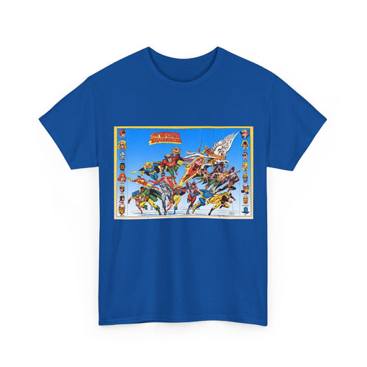 All-Star Squadron T-Shirt - Jerry Ordway Art - JSA Connection - Firebrand, Robotman, Amazing Man, Shining Knight, Tarantula, Dr Fate - Retro 1980s Series - DC Comics