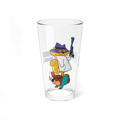 Secret Squirrel & Morocco Mole Pint Glass, 16oz  - Hanna-Barbera Saturday Morning Cartoon, 1960s - International Sneaky Service - Agent 000