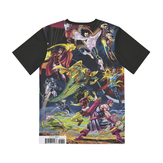 Avengers All Over Print Tee (Polyester) - Captain America, Iron Man, Black Widow, The Wasp, Thor, Hulk, Black Panther  - Marvel Comics