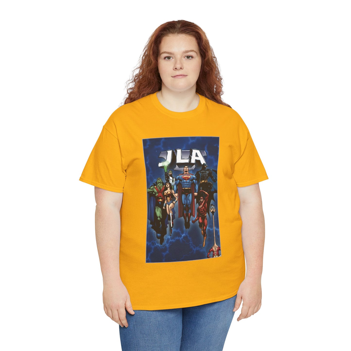 JLA T-Shirt - Doug Mahnke Art - Superman, Batman, Wonder Woman, Aquaman, Green Lantern, Flash, Martian Manhunter - DC Comics