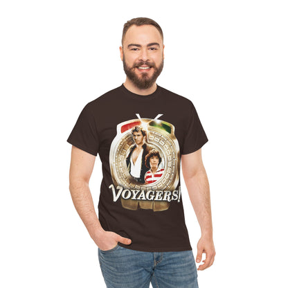 Voyagers T-Shirt - Jon-Erik Hexum, Meeno Peluce - Omni - Popular 1980s Time Travel TV Show - Cult Classic