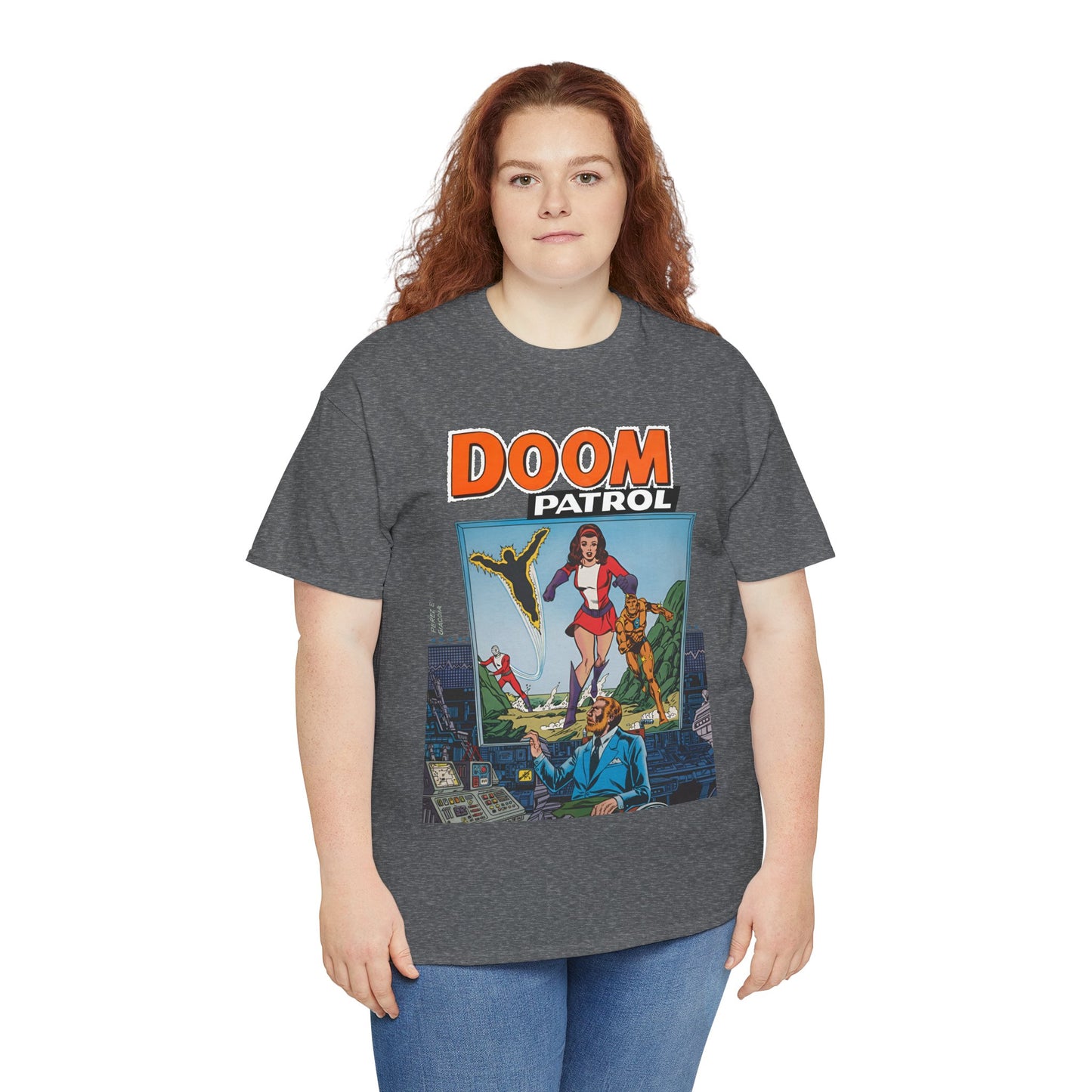 Doom Patrol T-Shirt - George Perez Art - Elasti-Girl, Robotman, Negative Man, The Chief - DC Comics Digest Cover Art
