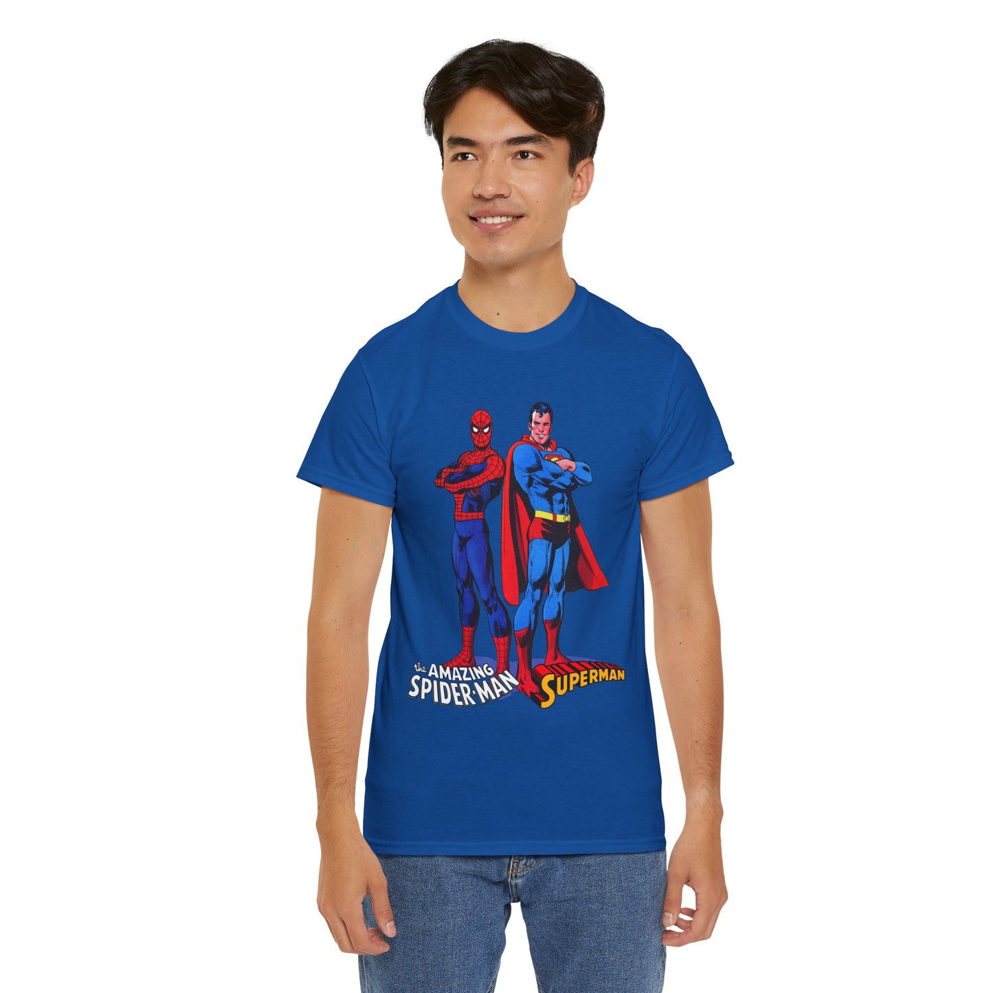 Amazing Spider-Man & Superman T-Shirt - Classic 1970s Marvel/DC Comics Crossover - Peter Parker & Clark Kent