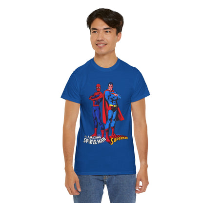 Amazing Spider-Man & Superman T-Shirt - Classic 1970s Marvel/DC Comics Crossover - Peter Parker & Clark Kent