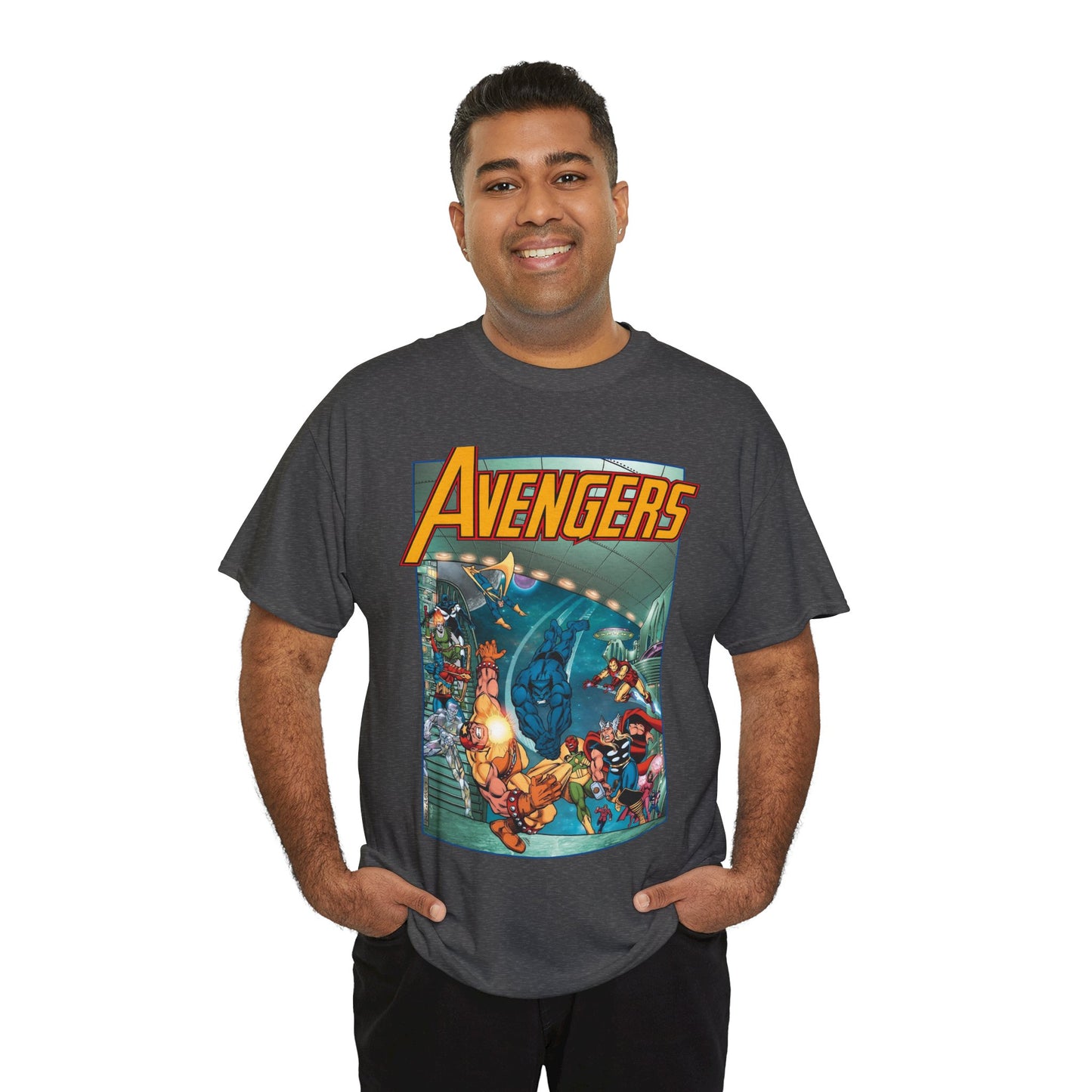 Avengers Vs Guardians of the Galaxy T-Shirt - George Perez Art - Tomorrow's Avengers - Thor, Captain America, Iron Man, Scarlet Witch, Vision, Wonder Man - Marvel Comics