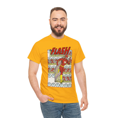 Flash T-Shirt - George Perez Art - JLA Postcard Set - 1980s Art - Justice League of America Satellite Era - Barry Allen, the Fastest Man Alive - DC Comics