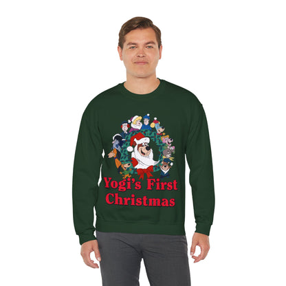 Yogi's First Christmas Crewneck Sweatshirt - Hanna-Barbera TV Holiday Special - Snagglepuss, Huckleberry Hound, Ranger Smith