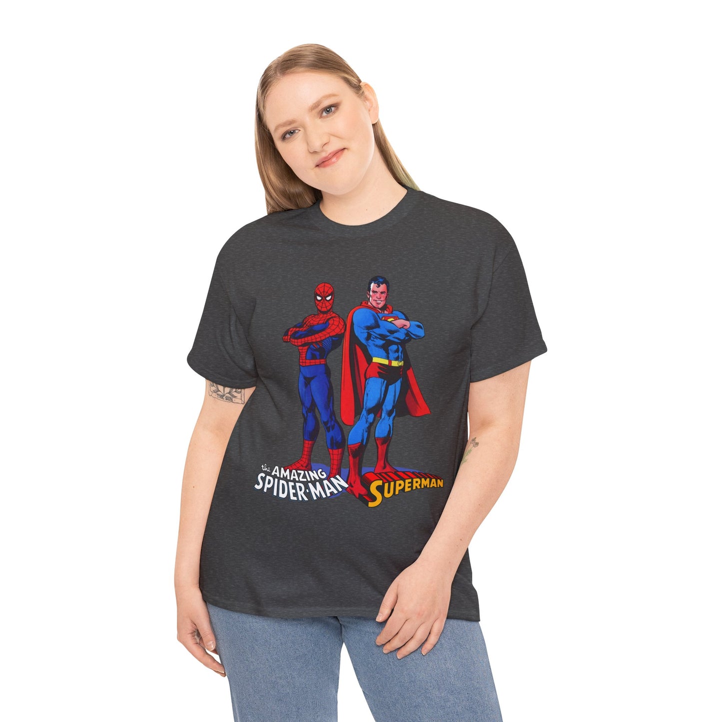 Amazing Spider-Man & Superman T-Shirt - Classic 1970s Marvel/DC Comics Crossover - Peter Parker & Clark Kent