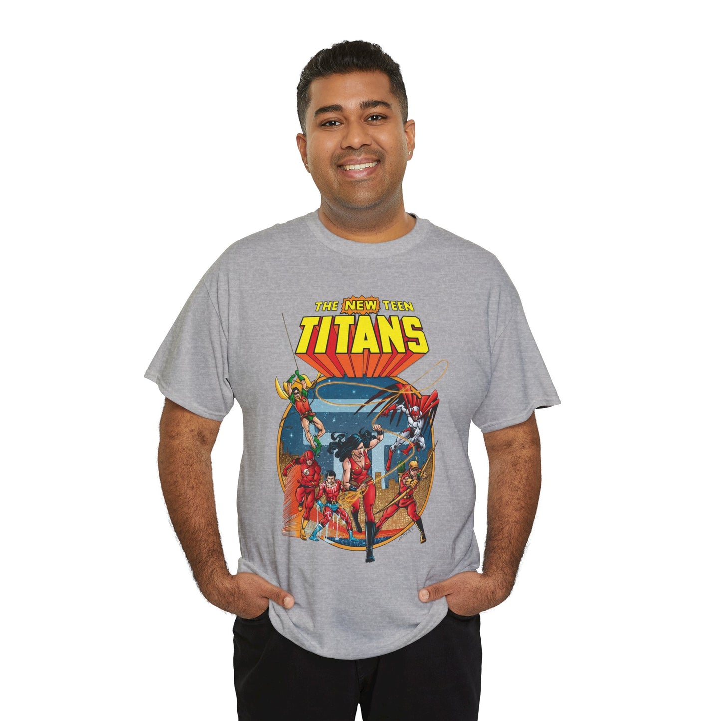New Teen Titans T-Shirt - George Perez Art - Wonder Girl, Flash, Robin, Speedy, Aqualad, Hawk - DC Comics