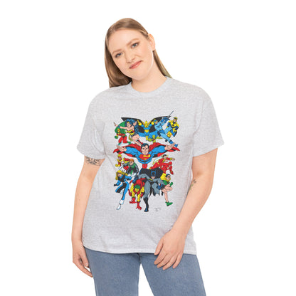 DC Legends T-Shirt - Linda Medley, Arthur Adams Art - Superman, Wonder Woman, Batman, Creeper, Black Canary, Guy Gardner, Blue Beetle, Booster Gold, Dr. Fate, Flash - DC Comics