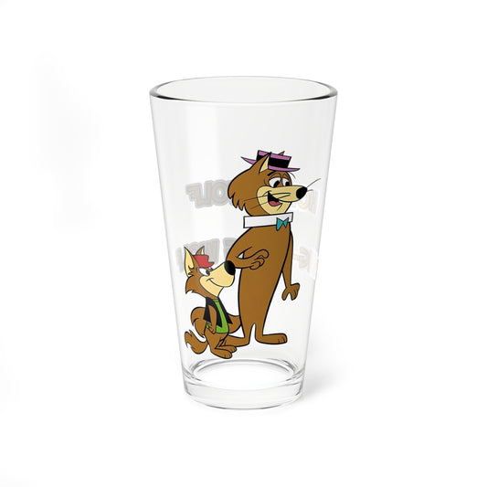 Hokey Wolf & Ding-A-Ling Pint Glass, 16oz - Beloved Hanna-Barbera Cartoon 1960s - Con-Artist Wolf