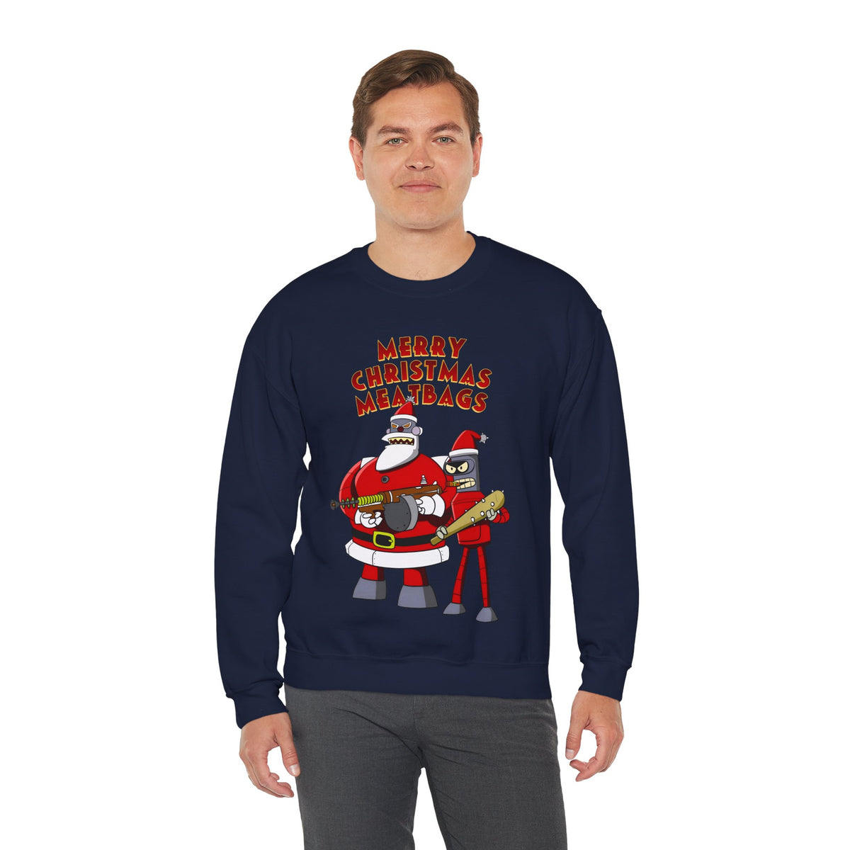 Robot Santa Claus & Bender Futurama Christmas Heavy Blend Crewneck Sweatshirt