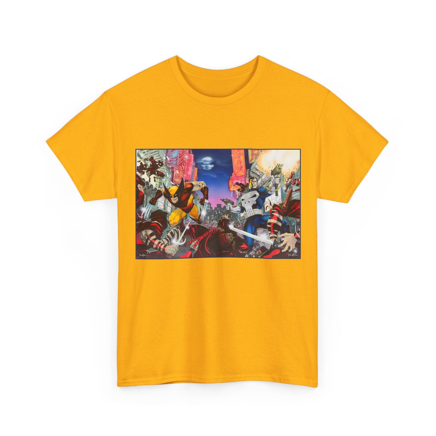 Wolverine & Punisher T-Shirt - Jim Lee Art - Vs The Hand - Marvel Comics