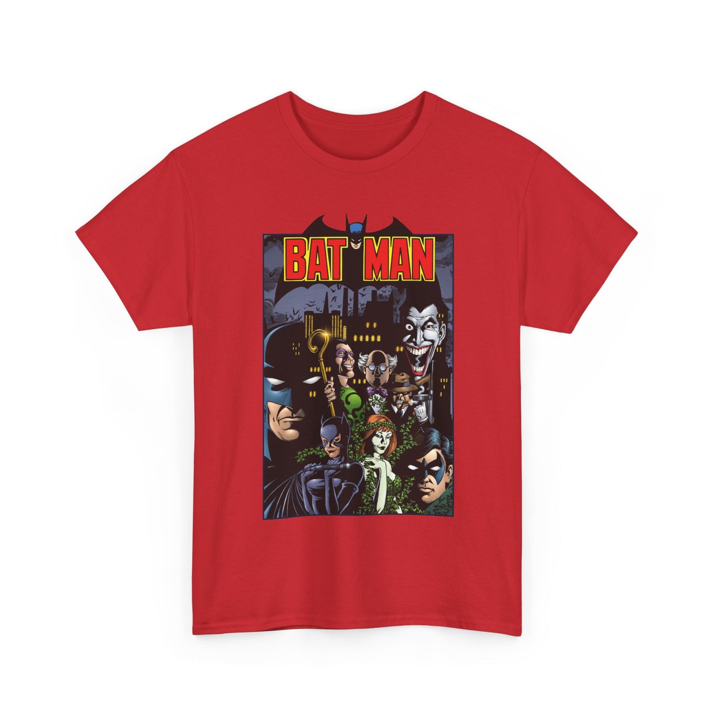 Batman T-Shirt - George Perez Art - Arkham Asylum - Joker, Catwoman, Poison Ivy, Riddler, Nightwing - DC Comics