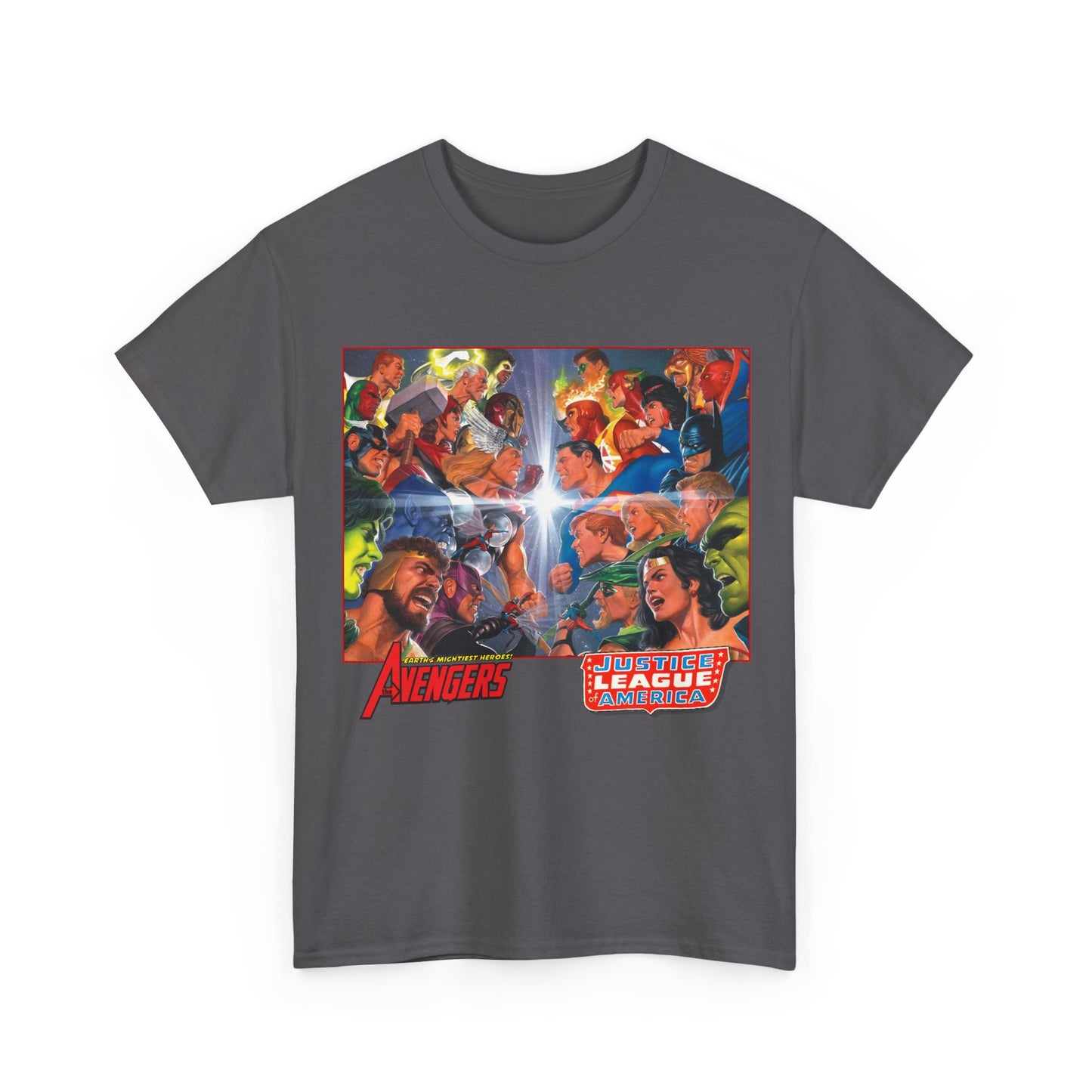 Avengers/Justice League of America T-Shirt - Alex Ross Art, George Perez Homage - DC Comics, Marvel Comics