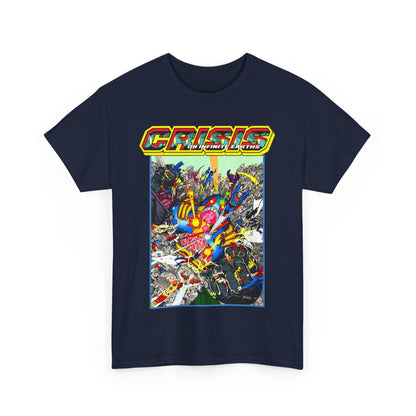 Crisis on Infinite Earths T-Shirt - George Perez Art - Superman, Firestorm, Captain Atom, Wonder Woman, Martian Manhunter Vs The Anti-Monitor - #12 Cover - DC Comics