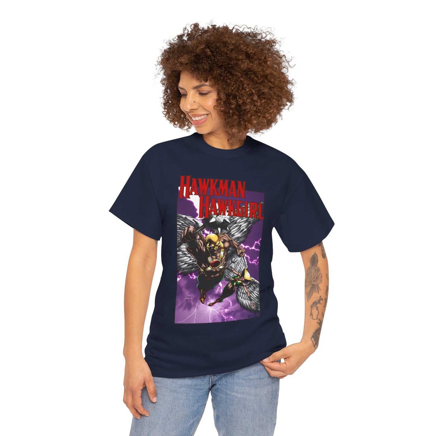 Hawkman & Hawkgirl T-Shirt - David Finch Art - Carter & Shayera Hall - JLA & JSA Members - DC Comics