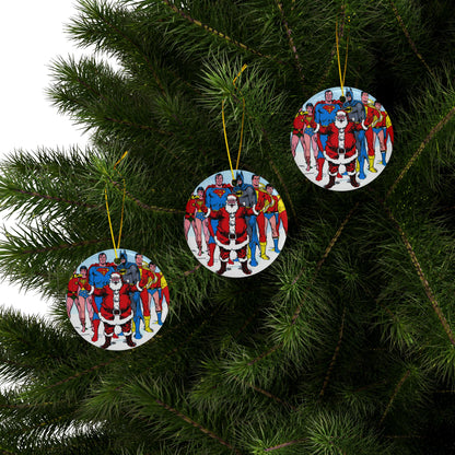DC Comics Christmas Ceramic Ornaments, 2-Side Print, (3pcs, 5pcs, 10pcs) - Superman, Batman, Teen Titans, Santa Claus