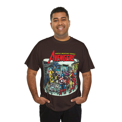 Classic Avengers T-Shirt - George Perez Art - Captain America, Hawkeye, Iron Man, Vision, Scarlet Witch, Quicksilver, Jarvis - Marvel Comics