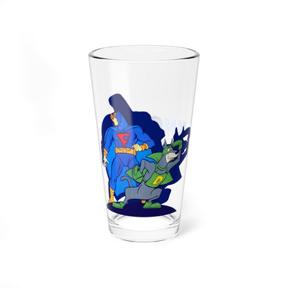 Dynomutt & Blue Falcon Pint Glass, 16oz - Hanna-Barbera Saturday Morning Cartoon - 1980s