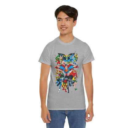 DC Legends T-Shirt - Linda Medley, Arthur Adams Art - Superman, Wonder Woman, Batman, Creeper, Black Canary, Guy Gardner, Blue Beetle, Booster Gold, Dr. Fate, Flash - DC Comics