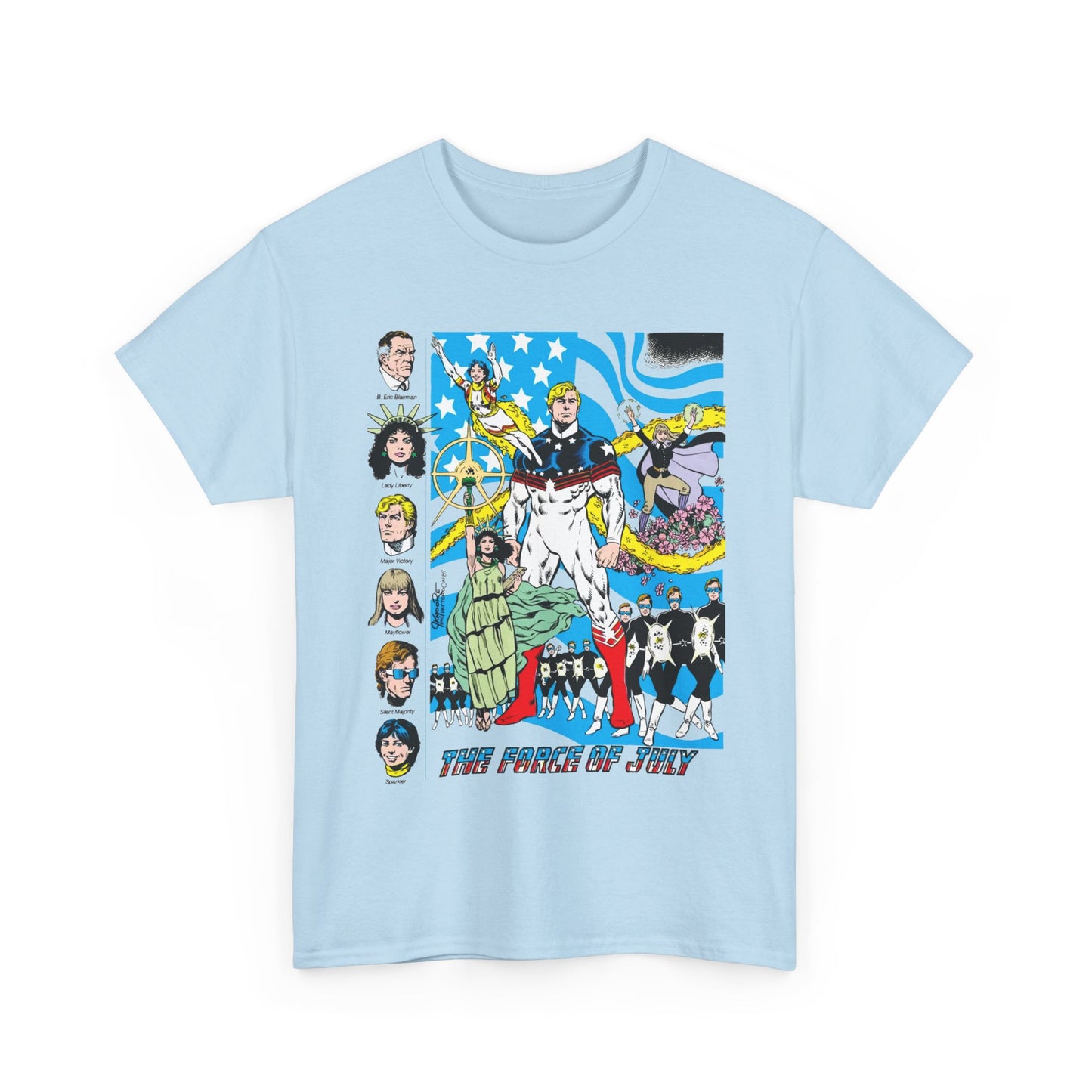 Force of July T-Shirt - Batman and the Outsiders Villains - Lady Liberty, Major Victory, Mayflower, Silent Majority - DC Comics