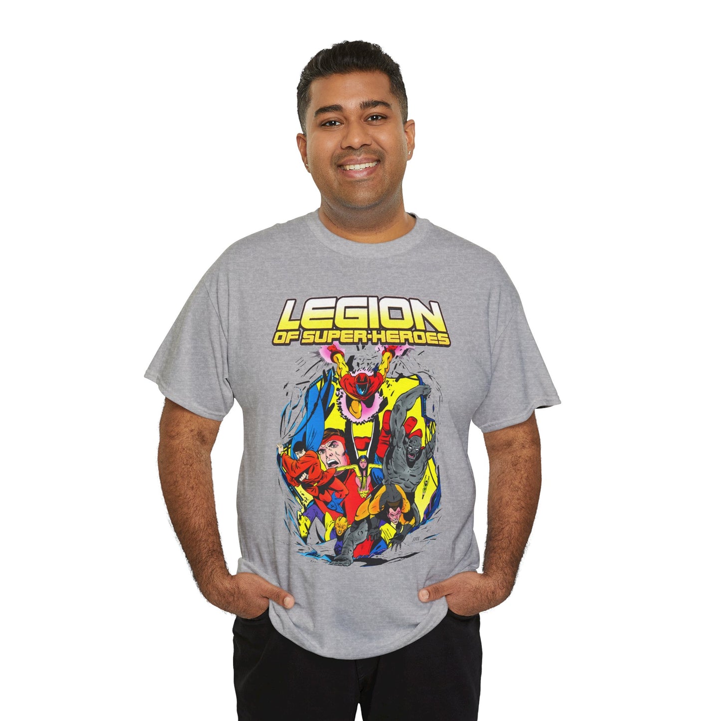 Legion of Super-Heroes T-Shirt - Mon-El, Colossal Kid, Wildfire, Dawnstar, Blok, Timber Wolf - LOSH - DC Comics